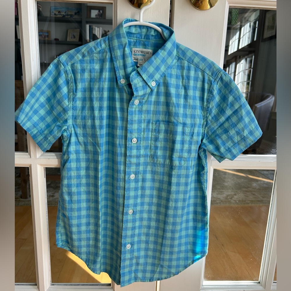 NWT Boys Crewcuts Plaid Short Sleeve Button Down: Size 6-7